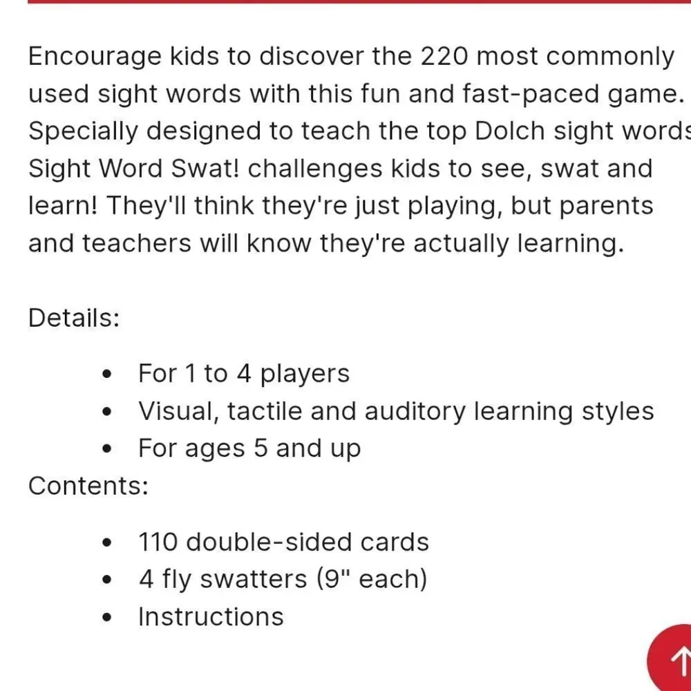 Learning Resources Sight Word Swat Game